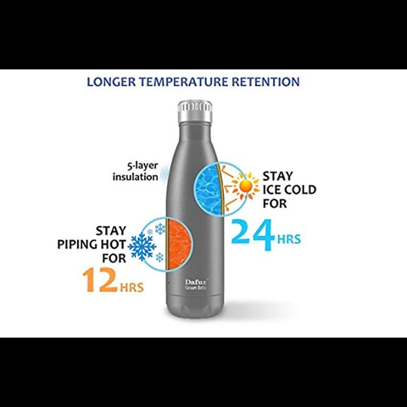 Gray insulated stainless steel water bottle - Picture 2 of 3